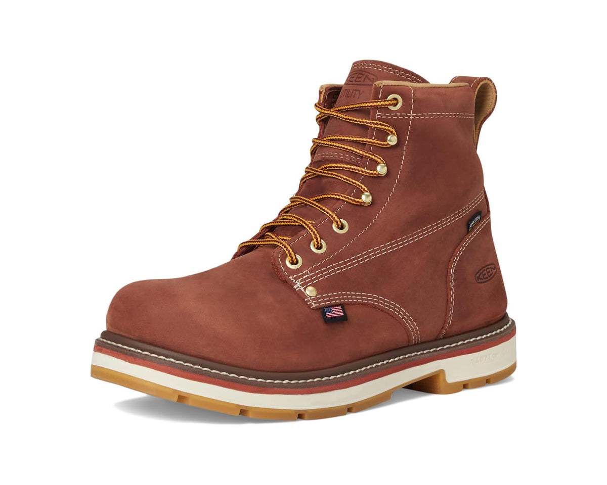 Men's KEEN Utility Liberty 6 Waterproof 90? Heel Boots (Soft Toe) Bombay Brown/Gum