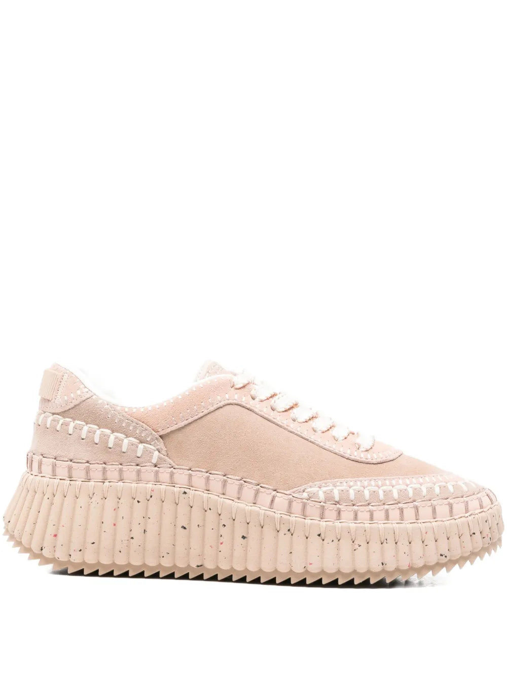 Chlo?ama Textured Leather-Trimmed Platform