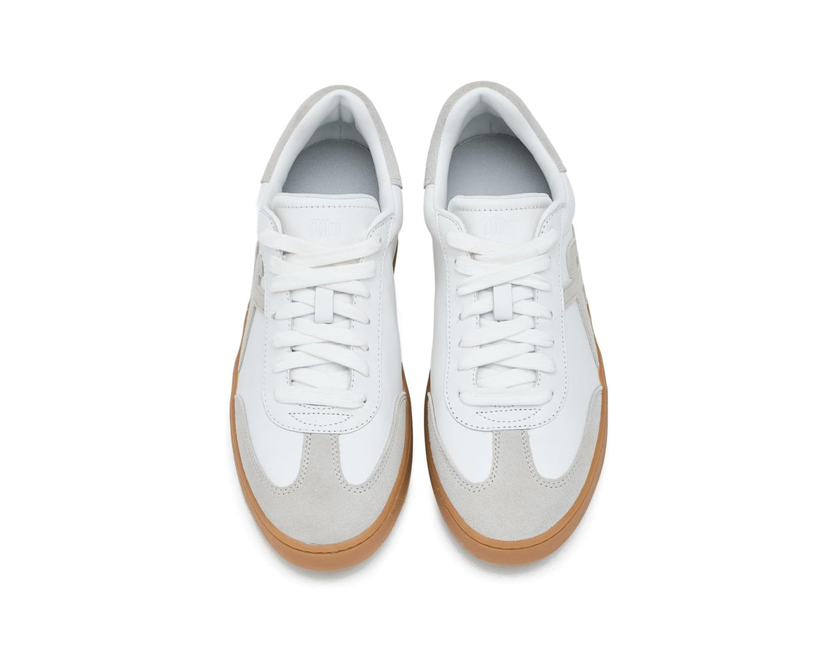 Men's FitFlop The Dash Ff T-Toe Leather Suede Trainers Urban White Mix