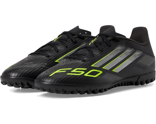 Unisex adidas F50 Club Turf Soccer Cleats Black/Iron Metallic/Lucid Lemon
