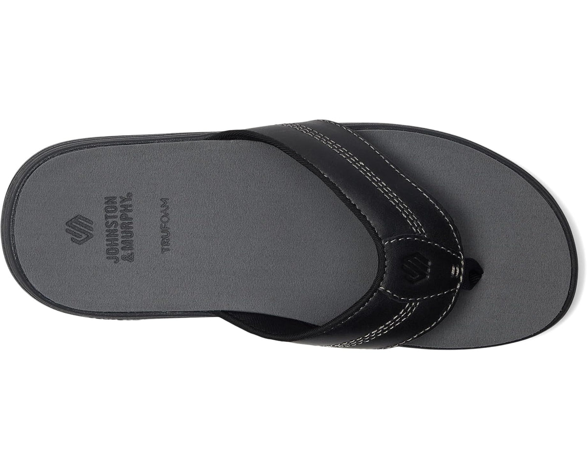 Men's Johnston & Murphy Upton Flip Flop Black Full Grain