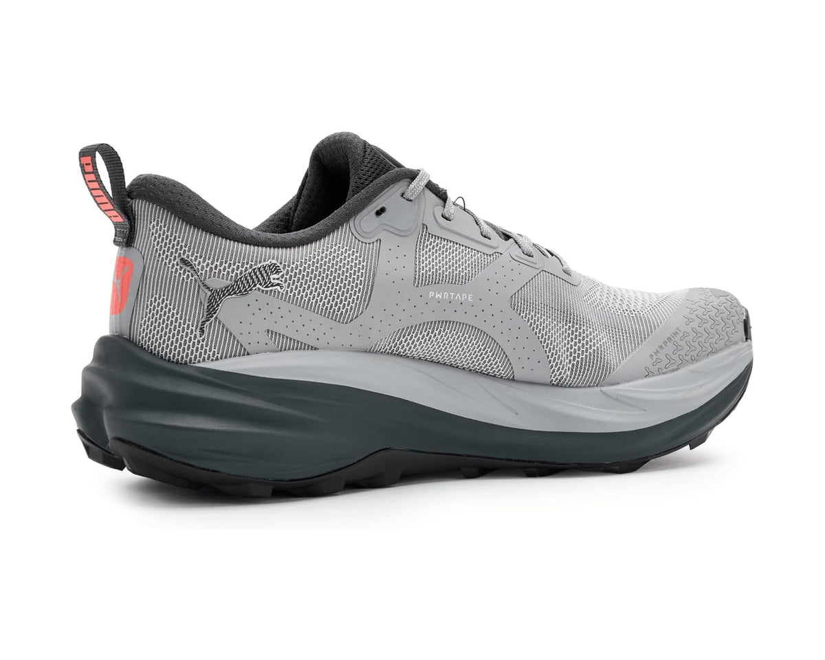Men's PUMA Voyage Nitro 4 Trail Running Shoes Grey Echo/Red Glamour