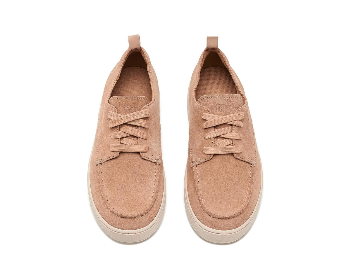 Men's FitFlop Craft-Q Suede Lace-Up Moc Derby Loafers Faded Sand