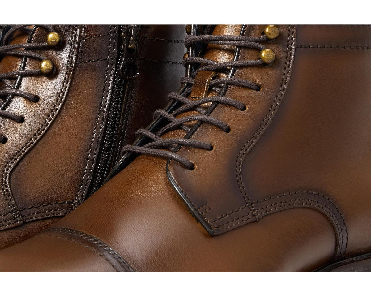 Men's Johnston & Murphy XC Flex Raleigh Cap Toe Zip Dark Tan Full Grain