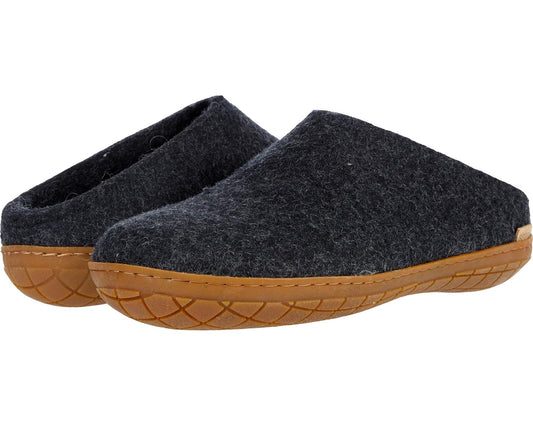Unisex Glerups Wool Slip-On Rubber Outsole Charcoal/Honey Rubber